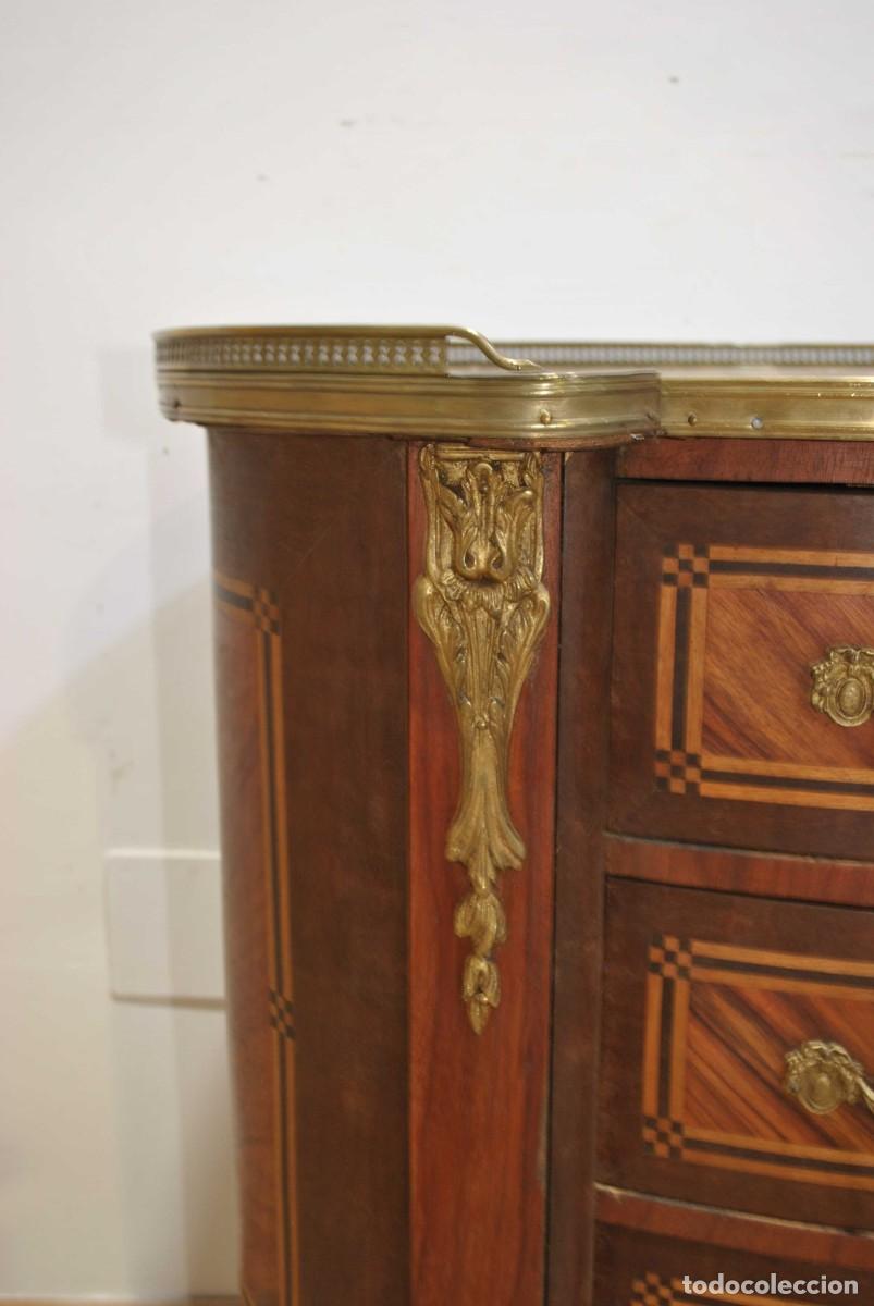 Antig&uuml;edades: C&Oacute;MODA MARQUETER&Iacute;A Y BRONCES ESTILO LUIS XVI - Foto 5