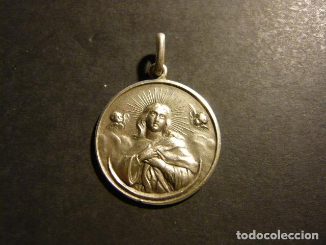 Antig&uuml;edades: INMACULADA CONCEPCION MEDALLA EN PLATA 2,5 CM DIAMETRO - Foto 1