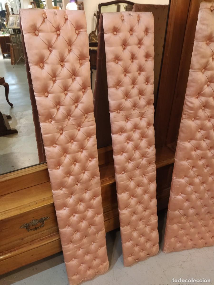 Antig&uuml;edades: Cabecero y laterales panel capiton&eacute; ropa tipo seda rosa. - Foto 3