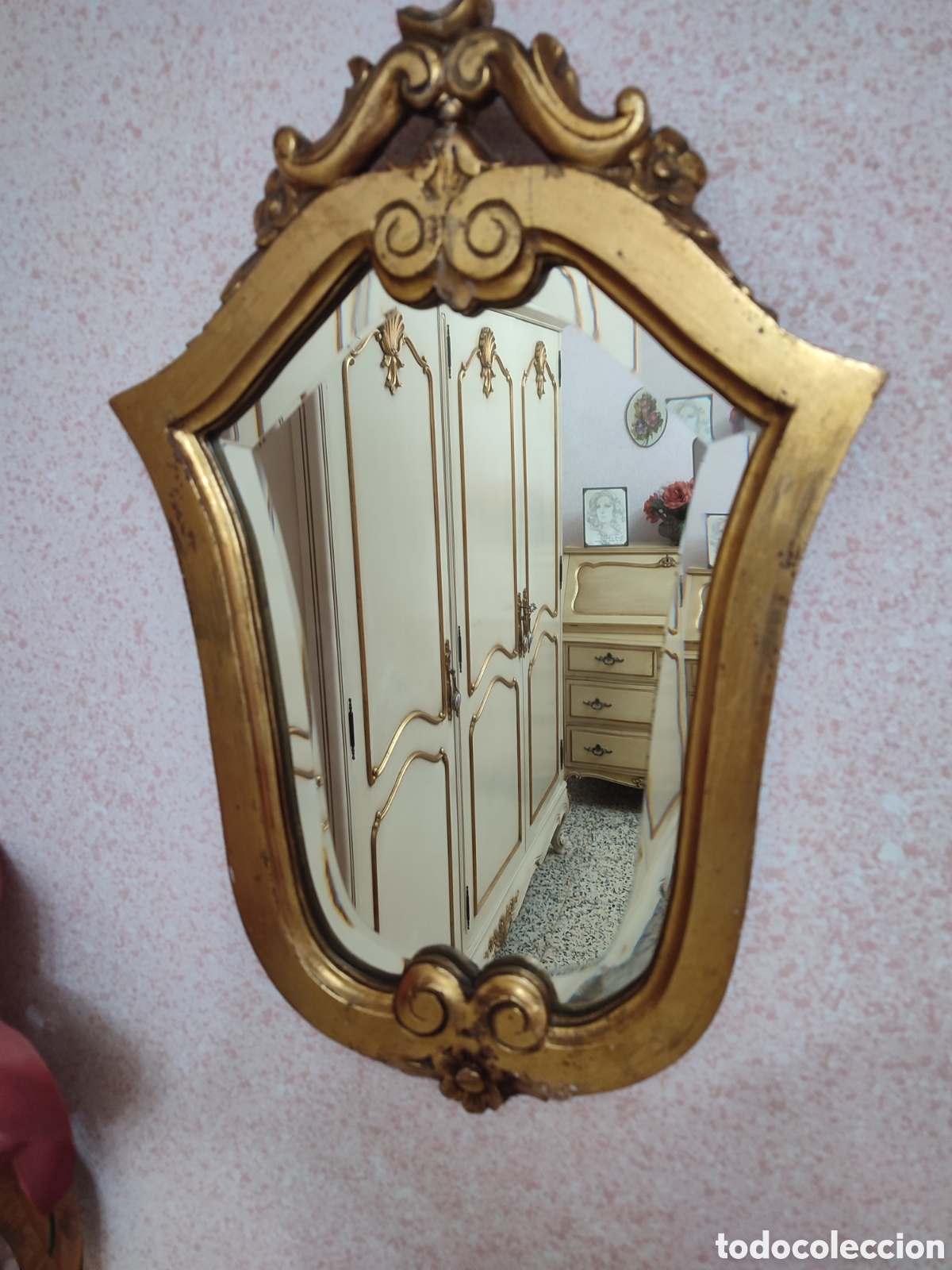 Antig&uuml;edades: Espejo vintage dorado - Foto 3