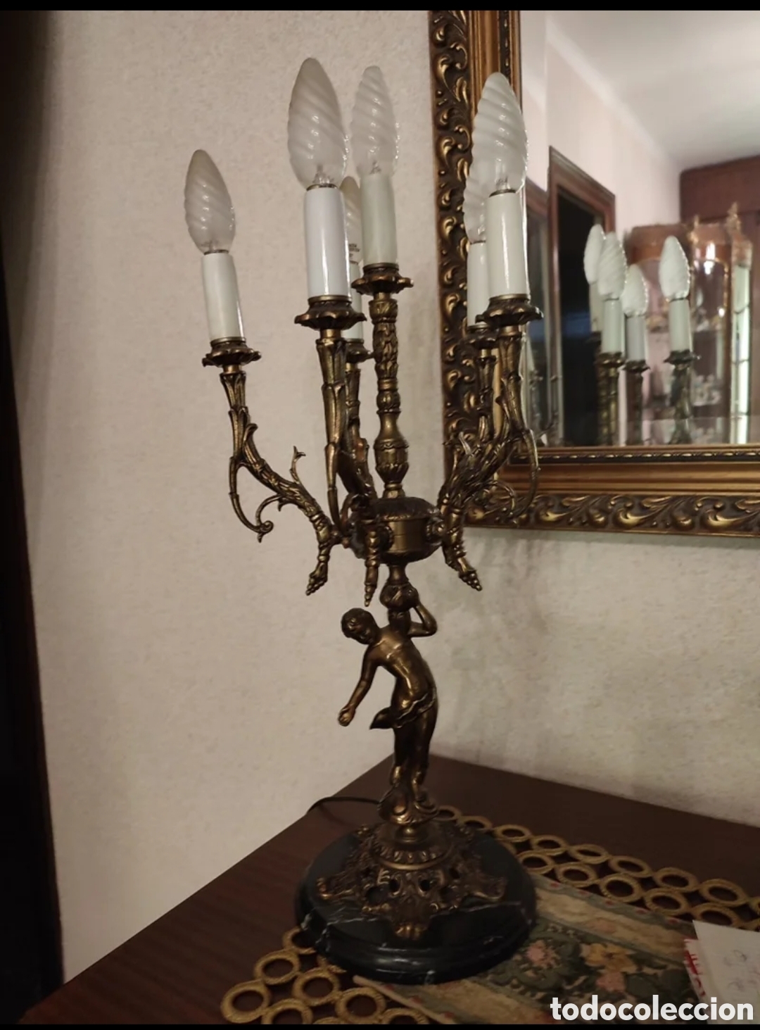 Antig&uuml;edades: Pareja de candelabros de bronce - Foto 2