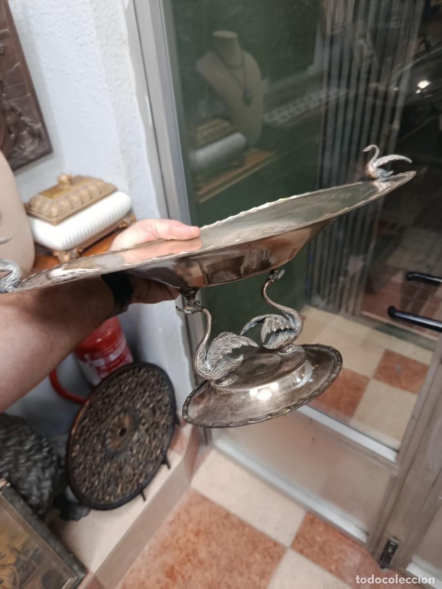 Antig&uuml;edades: Centro de mesa alpaca-plata antiguo - Foto 7