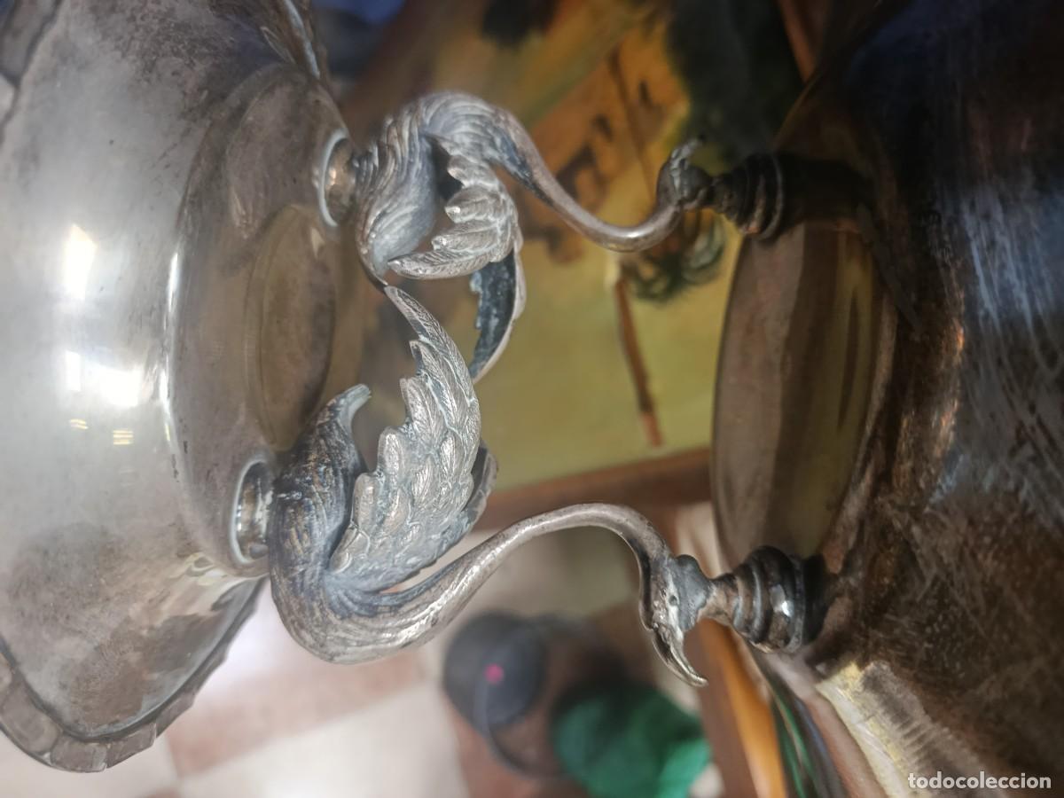 Antig&uuml;edades: Centro de mesa alpaca-plata antiguo - Foto 8