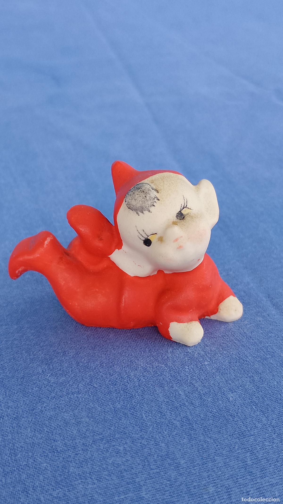 Antig&uuml;edades: Antigua figura duende Pixie de Navidad, elfo navide&ntilde;o de cer&aacute;mica