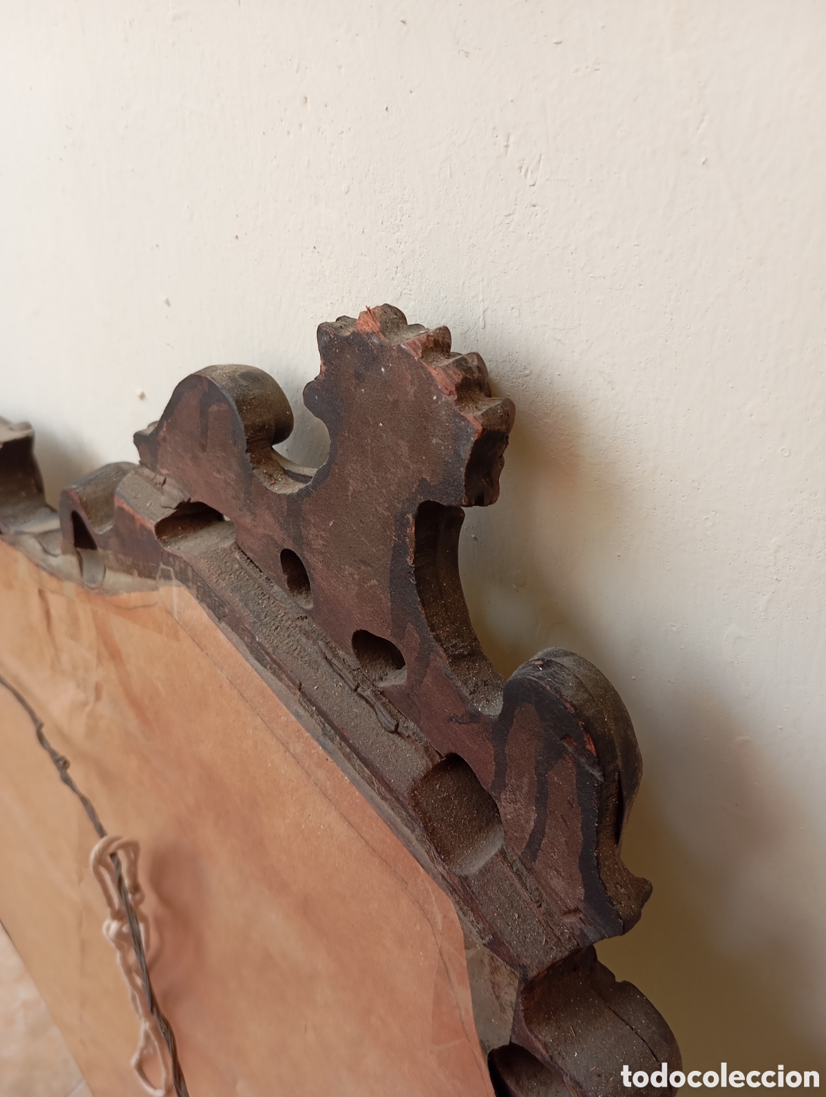 Antig&uuml;edades: ESPEJO ANTIGUO CON CORNUCOPIA DE MADERA Y CRISTAL TALLADO - Foto 21