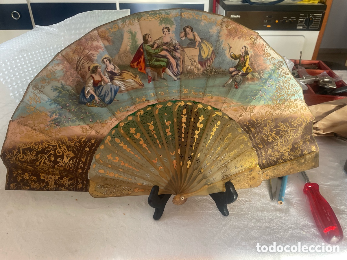 Antig&uuml;edades: Abanico antiguo pintado a mano - Foto 1