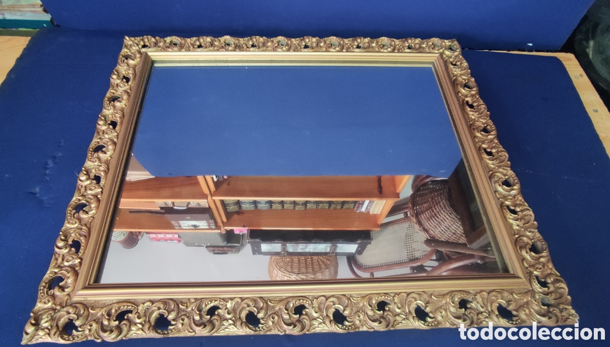 Antig&uuml;edades: Antiguo espejo dorado de madera - Foto 10