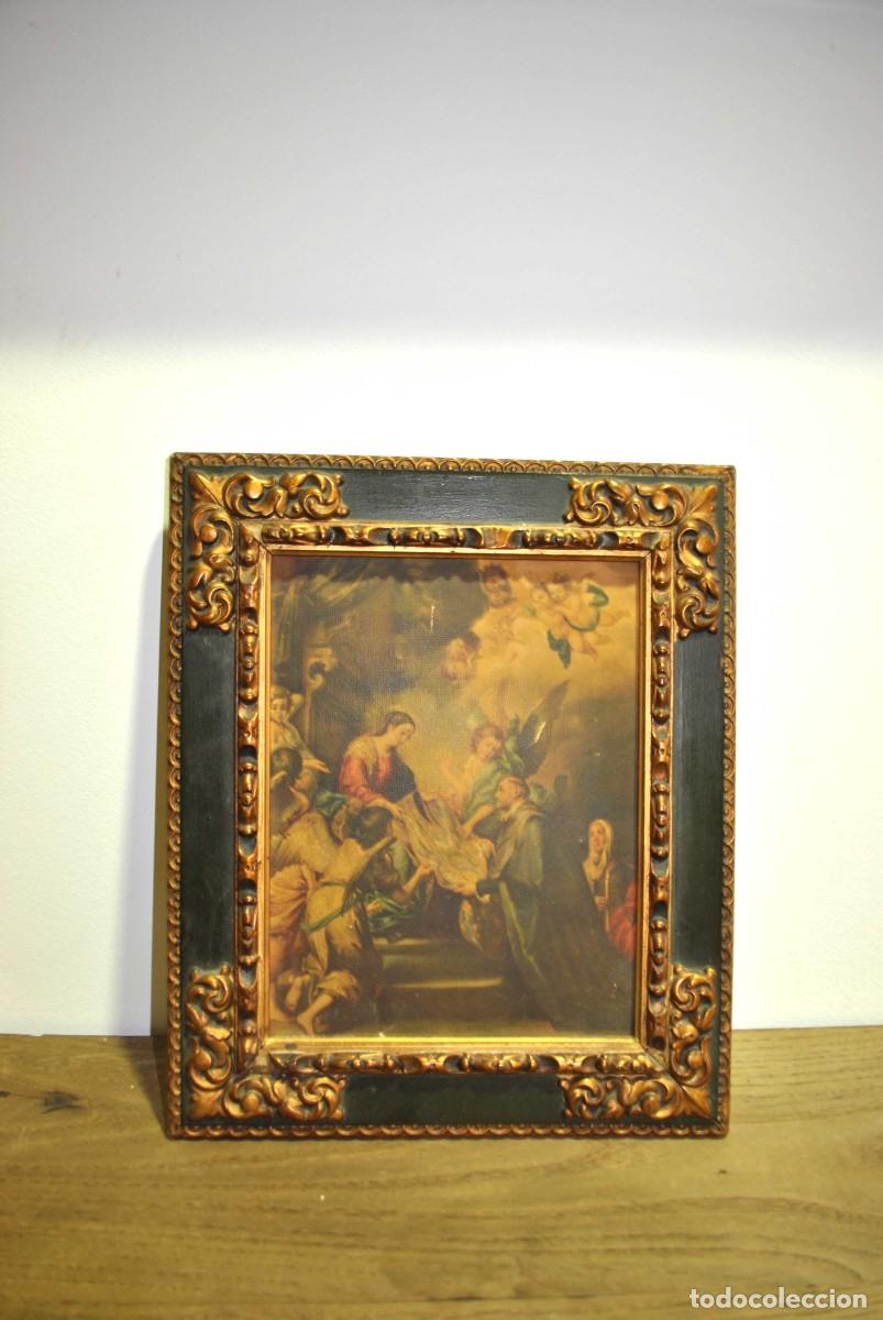 Antig&uuml;edades: CUADRO RELIGIOSO MARCO DE MADERA - Foto 1