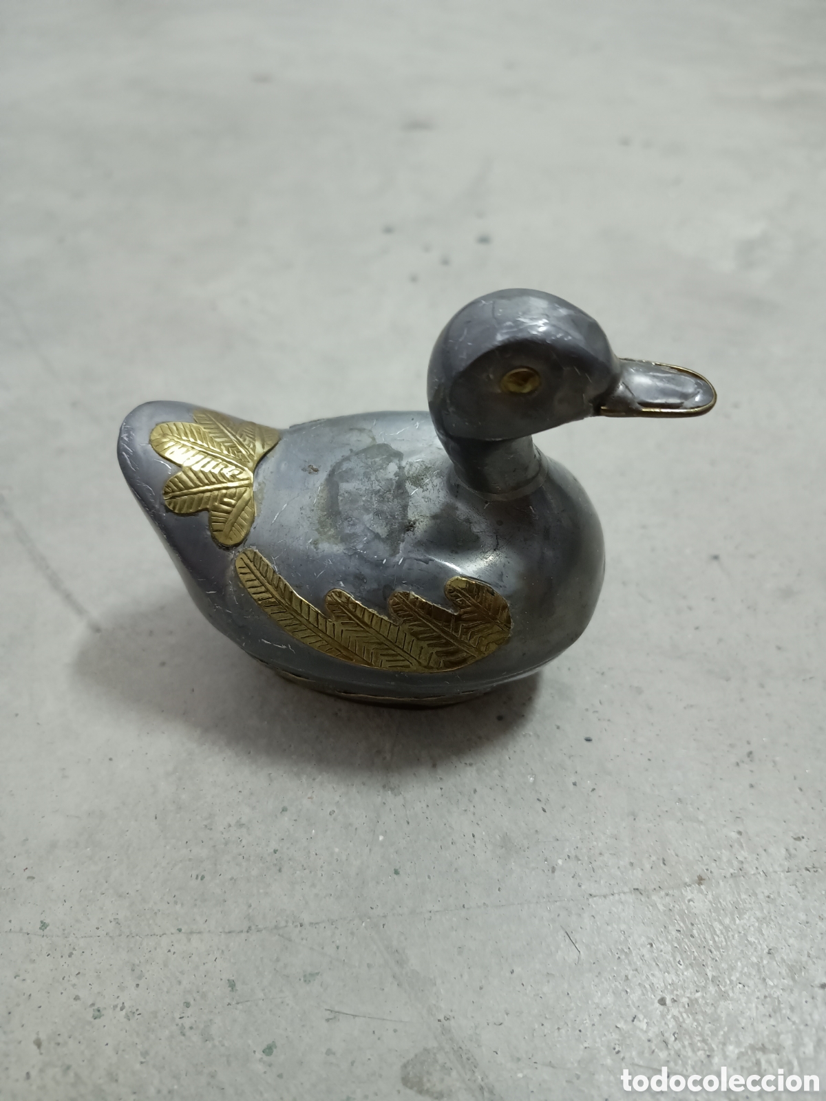 Antig&uuml;edades: JOYERO FORMA DE PATO - PLOMO Y LAT&Oacute;N - Foto 3