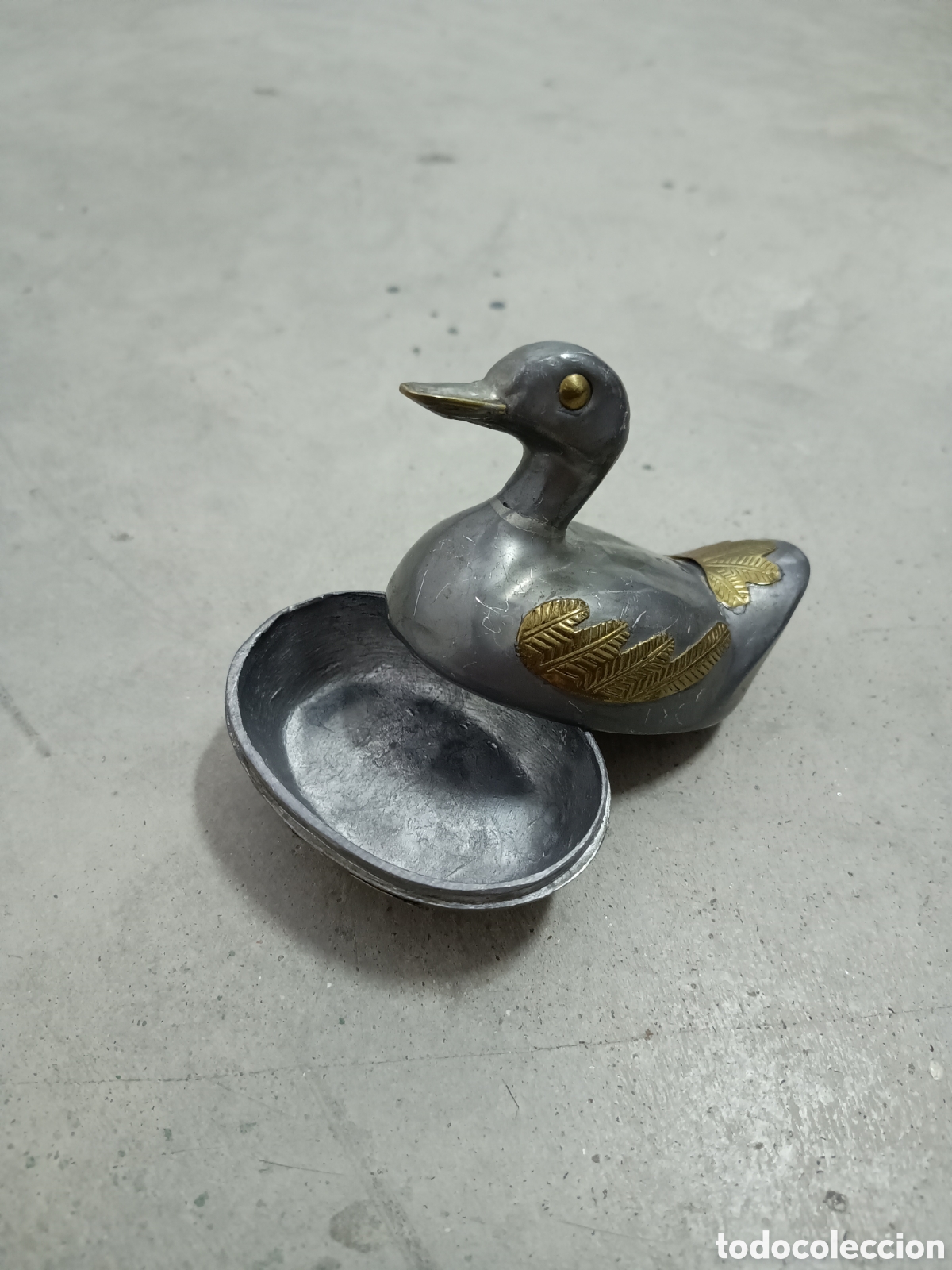 Antig&uuml;edades: JOYERO FORMA DE PATO - PLOMO Y LAT&Oacute;N - Foto 5