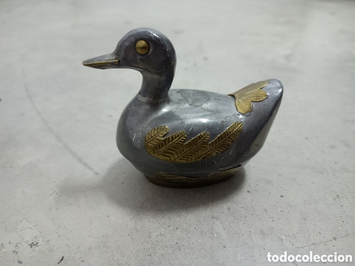 Antig&uuml;edades: JOYERO FORMA DE PATO - PLOMO Y LAT&Oacute;N - Foto 1