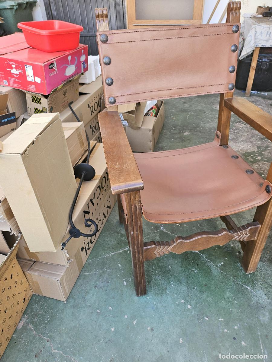 Antig&uuml;edades: 2 sillones de madera y cuero - Foto 6