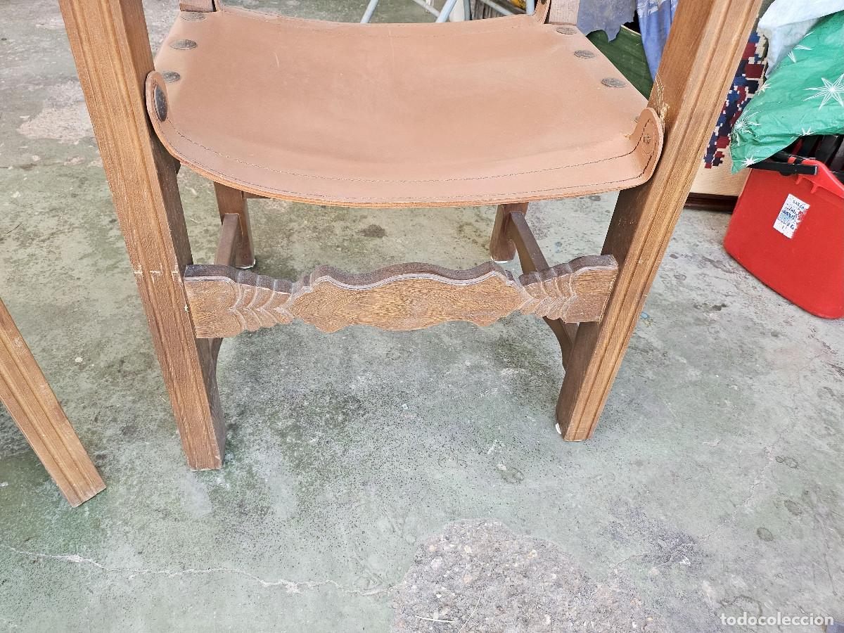 Antig&uuml;edades: 2 sillones de madera y cuero - Foto 9