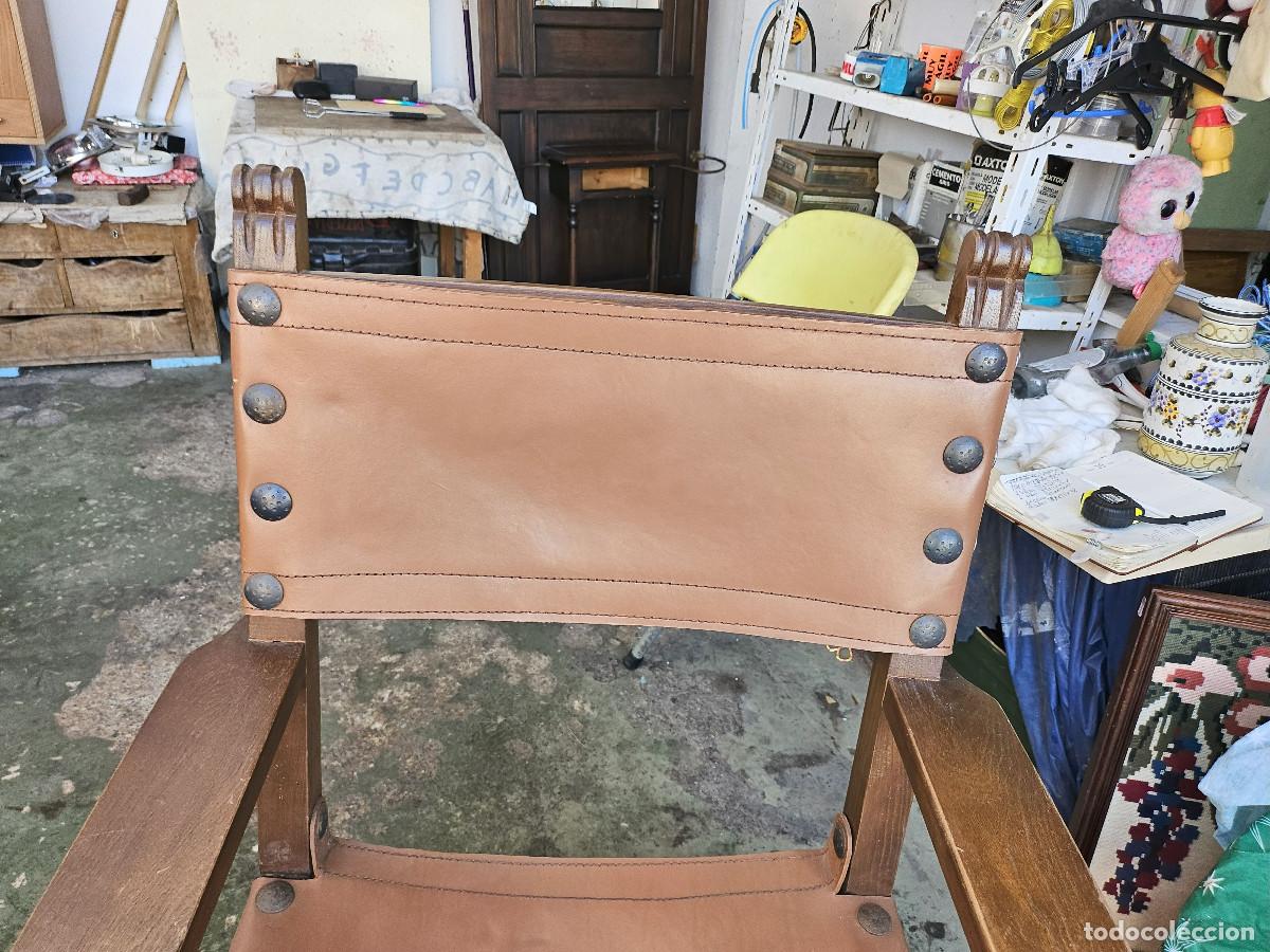 Antig&uuml;edades: 2 sillones de madera y cuero - Foto 10