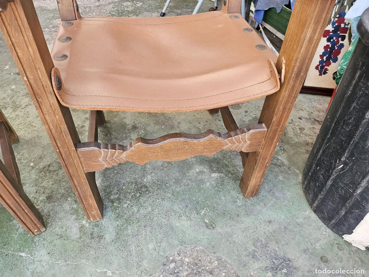 Antig&uuml;edades: 2 sillones de madera y de cuero - Foto 4