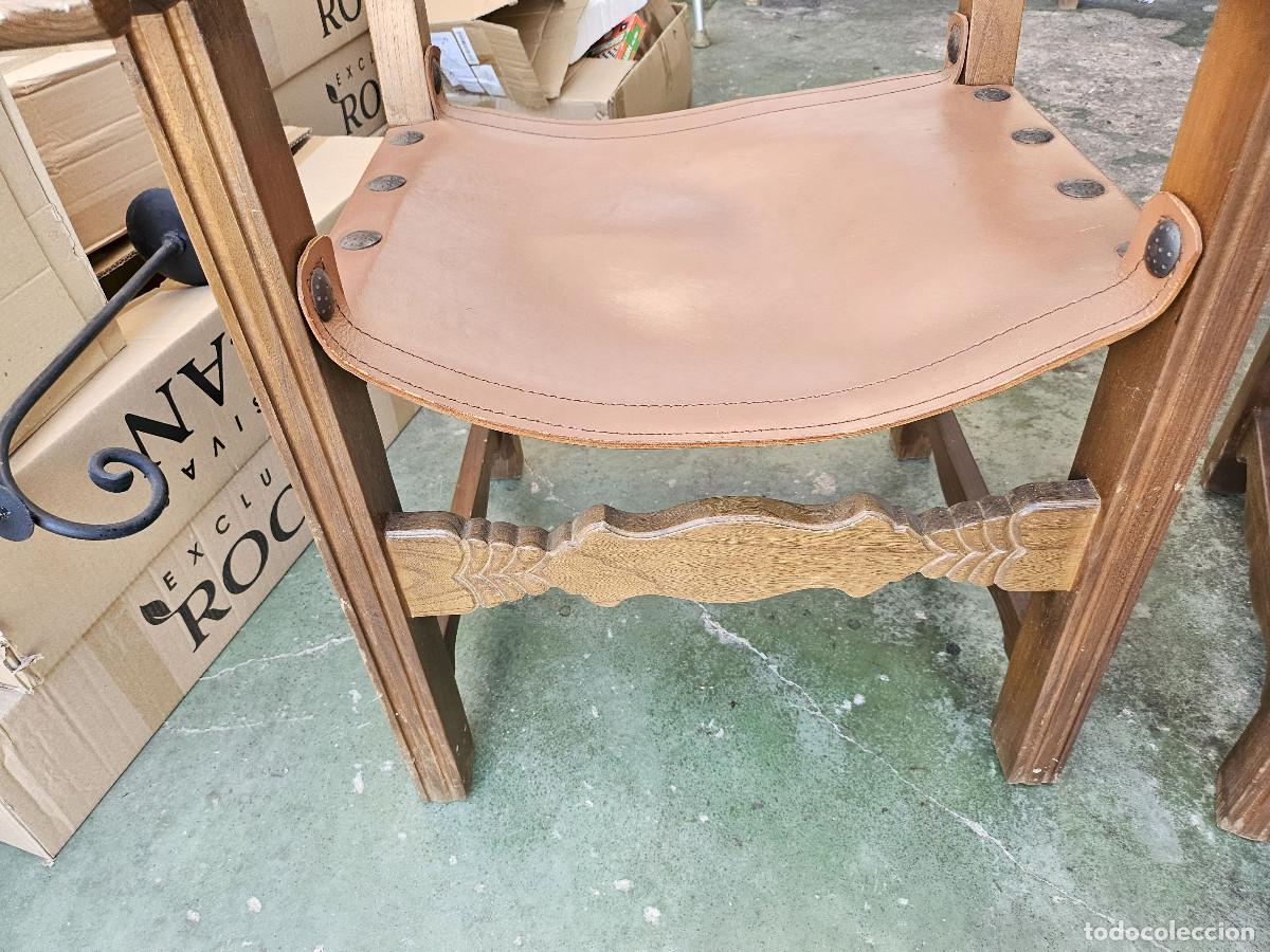 Antig&uuml;edades: 2 sillones de madera y de cuero - Foto 5