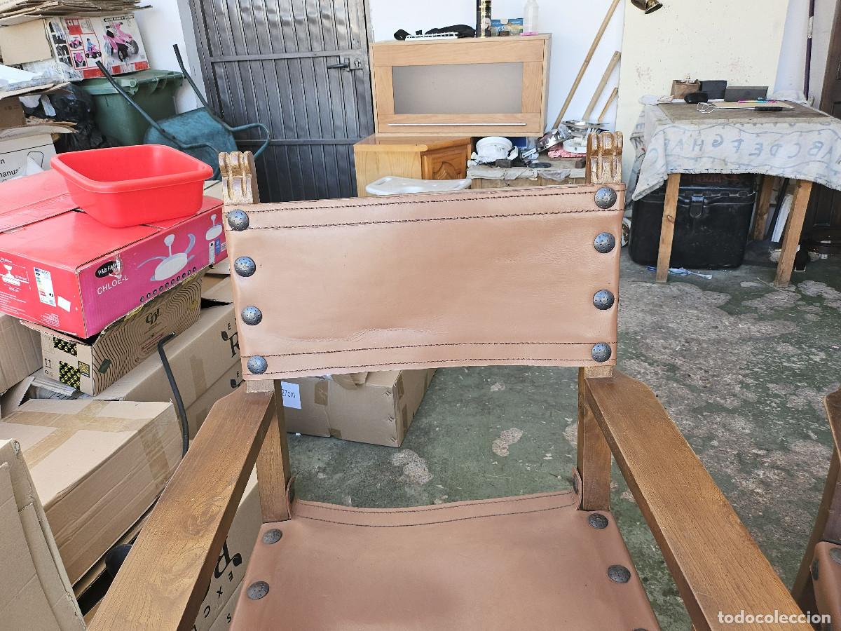 Antig&uuml;edades: 2 sillones de madera y de cuero - Foto 6