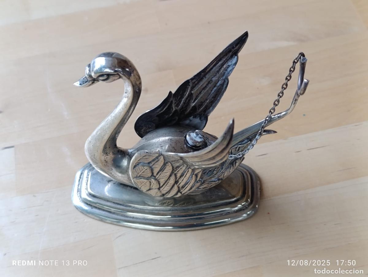 Antig&uuml;edades: ANTIGUO CALIENTA COPAS FORMA CISNE. - Foto 4