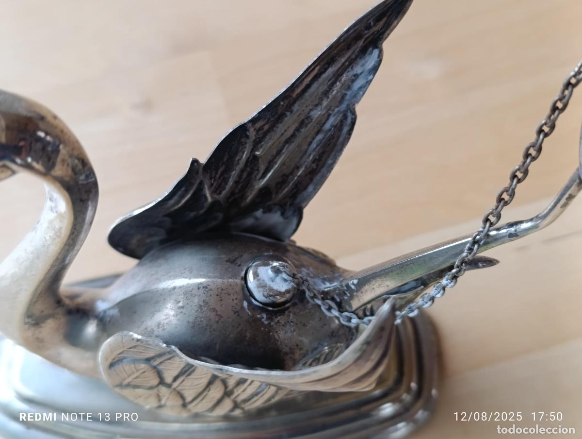 Antig&uuml;edades: ANTIGUO CALIENTA COPAS FORMA CISNE. - Foto 5