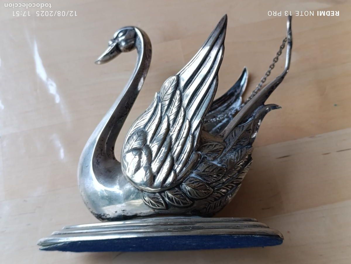 Antig&uuml;edades: ANTIGUO CALIENTA COPAS FORMA CISNE. - Foto 1