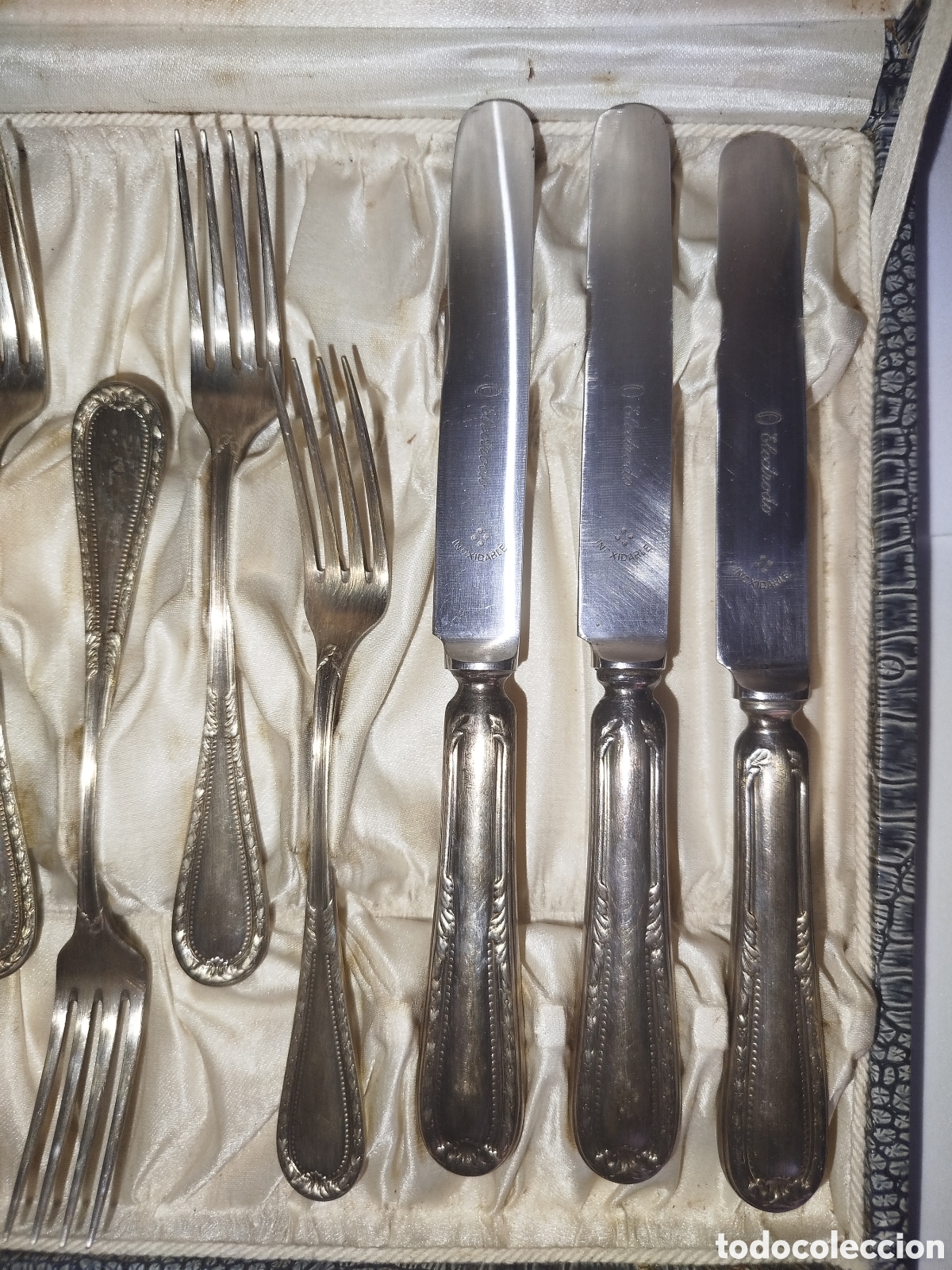 Antig&uuml;edades: Estuche cuberteria acero inoxidable y plata - Foto 2
