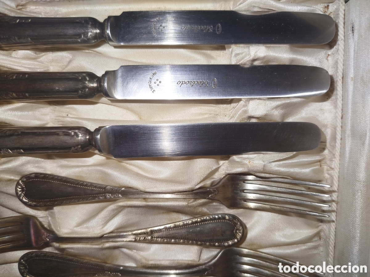 Antig&uuml;edades: Estuche cuberteria acero inoxidable y plata - Foto 5