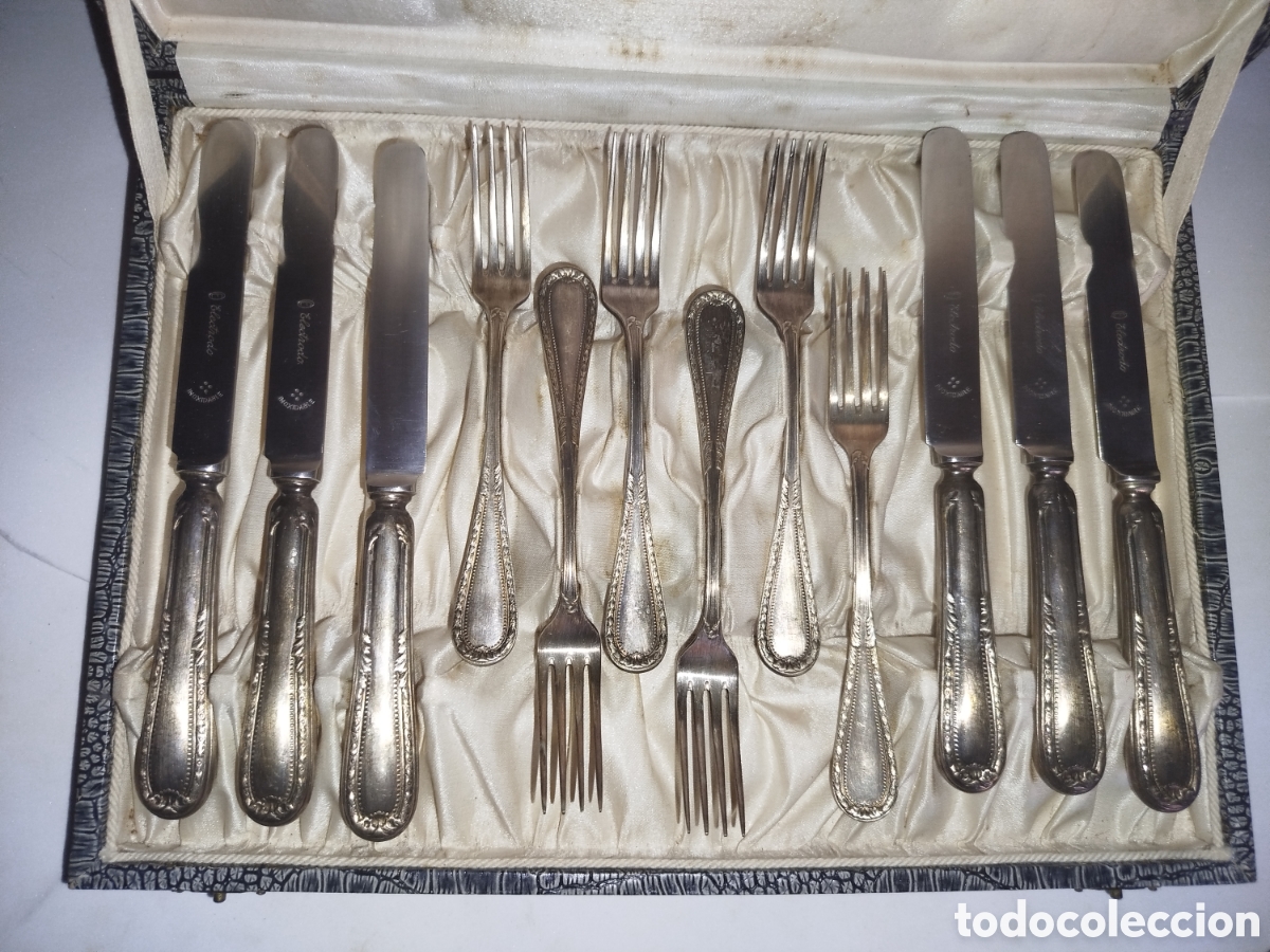 Antig&uuml;edades: Estuche cuberteria acero inoxidable y plata - Foto 1