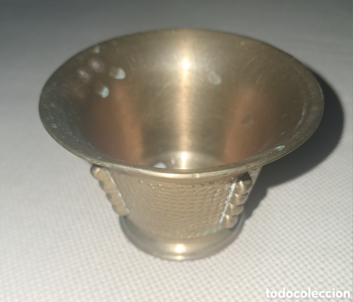 Antig&uuml;edades: Almirez Mortero Bronce Peque&ntilde;o Labrado - Foto 3