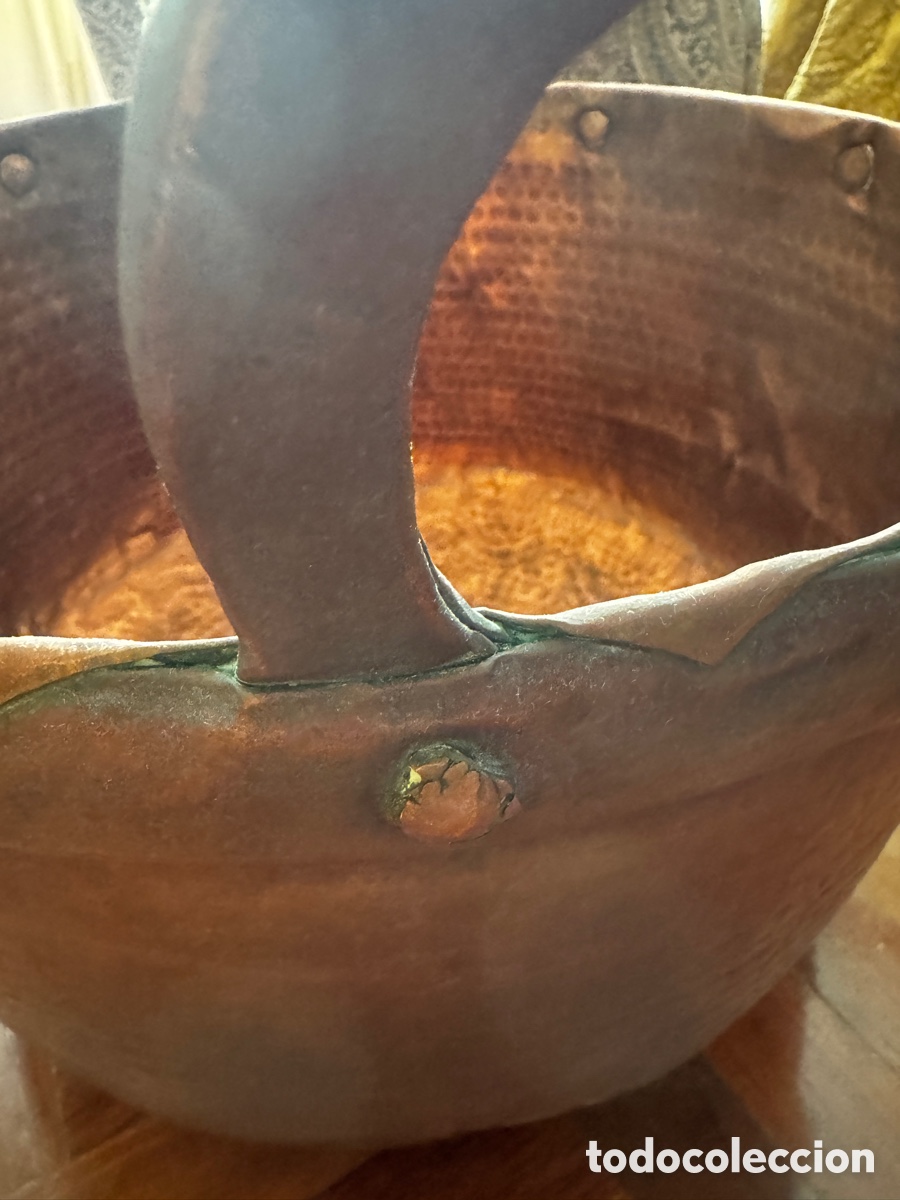 Antig&uuml;edades: Caldero antiguo de cobre con asas - Foto 3