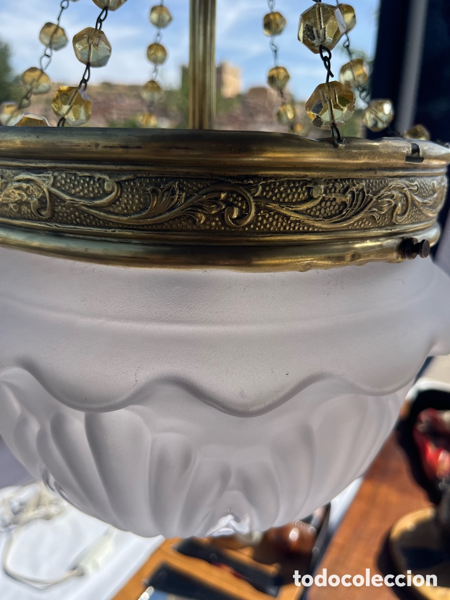 Antig&uuml;edades: L&aacute;mpara modernista lat&oacute;n - Foto 5