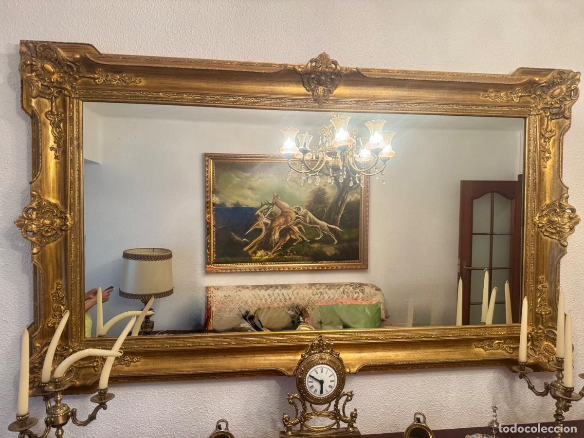 Antig&uuml;edades: Gran espejo antiguo dorado a la hoja - Foto 2