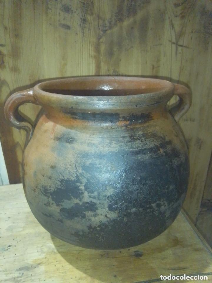 Antig&uuml;edades: ANTIGUO PUCHERO / OLLA DE BARRO VIDRIADO - EXCELENTE ESTADO - 21 CM ALTO