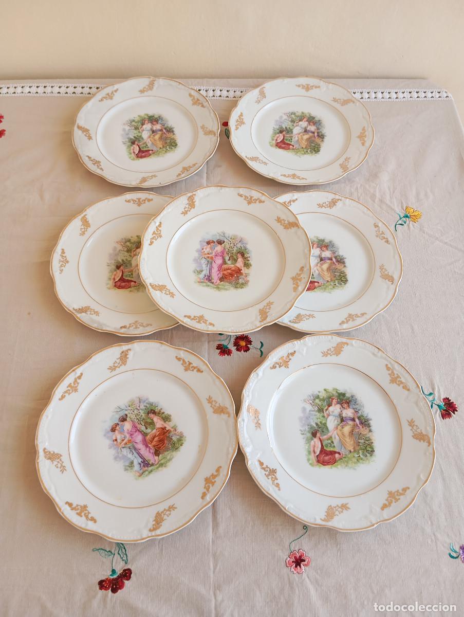 Antigüedades: LOTE DE 7 PLATOS DE PORCELANA FRANCESA DE LIMOGES
