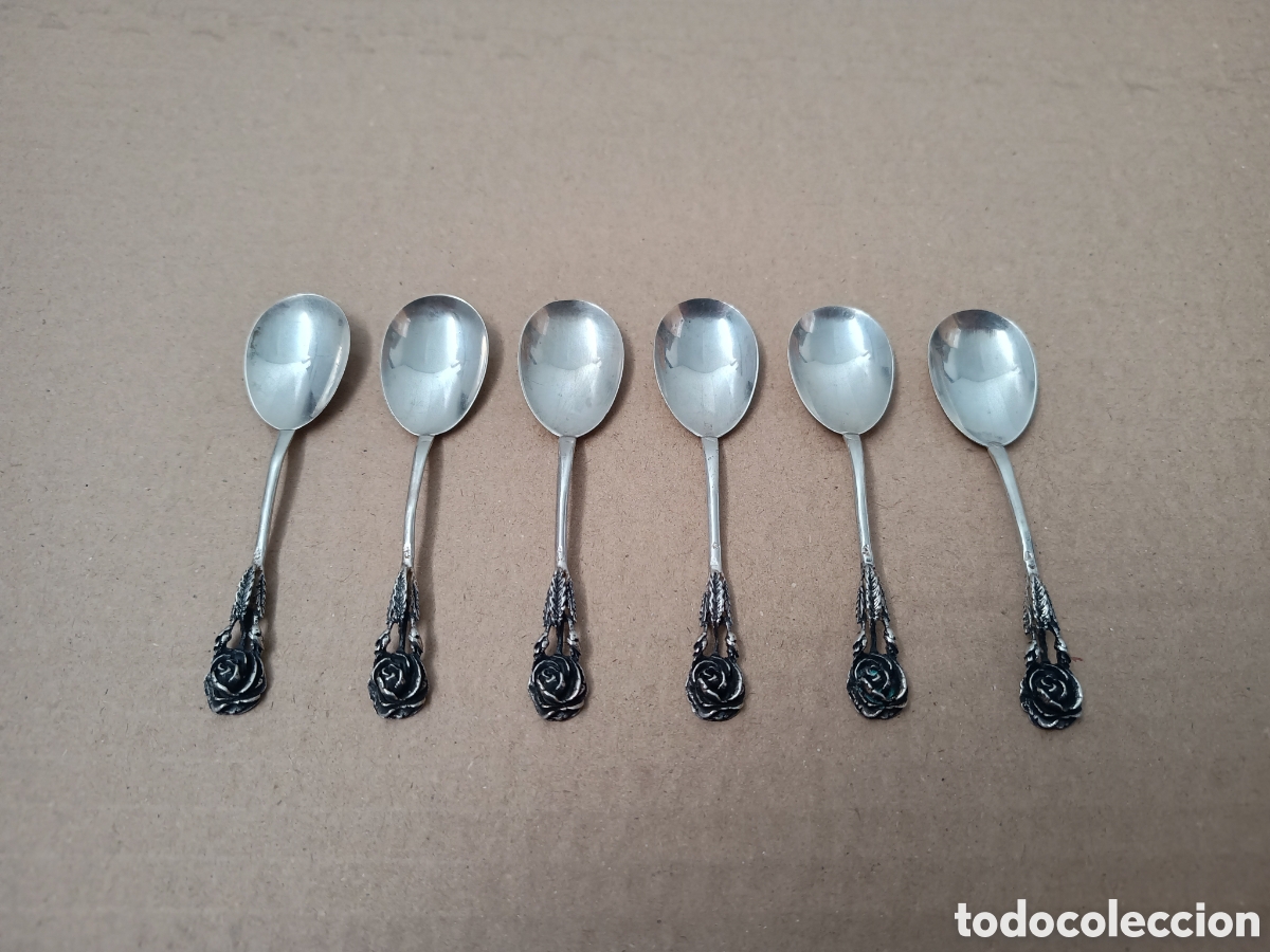 Antig&uuml;edades: 6 CUCHARILLAS DE PLATA DE CAF&Eacute; - Foto 1