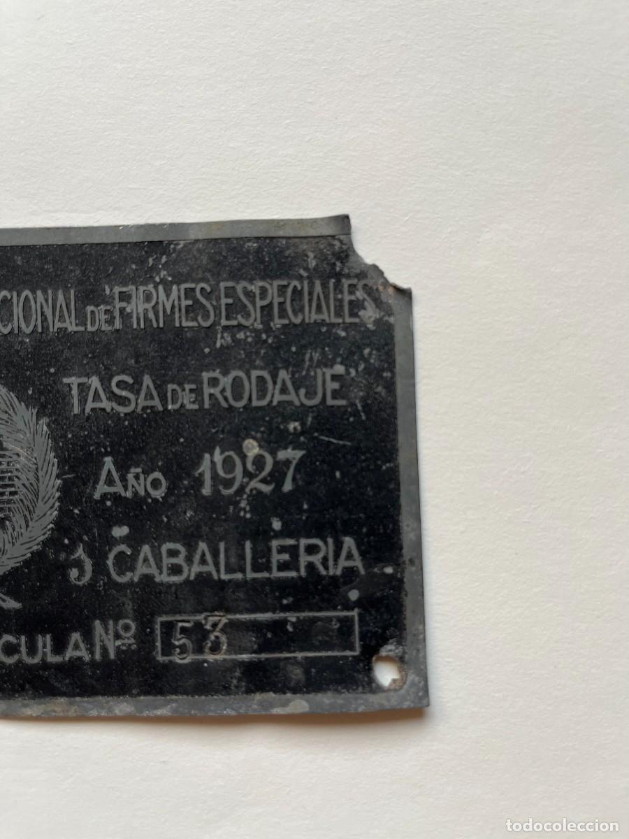 Antig&uuml;edades: Placa Tasa de rodaje, a&ntilde;o 1927 - Foto 3