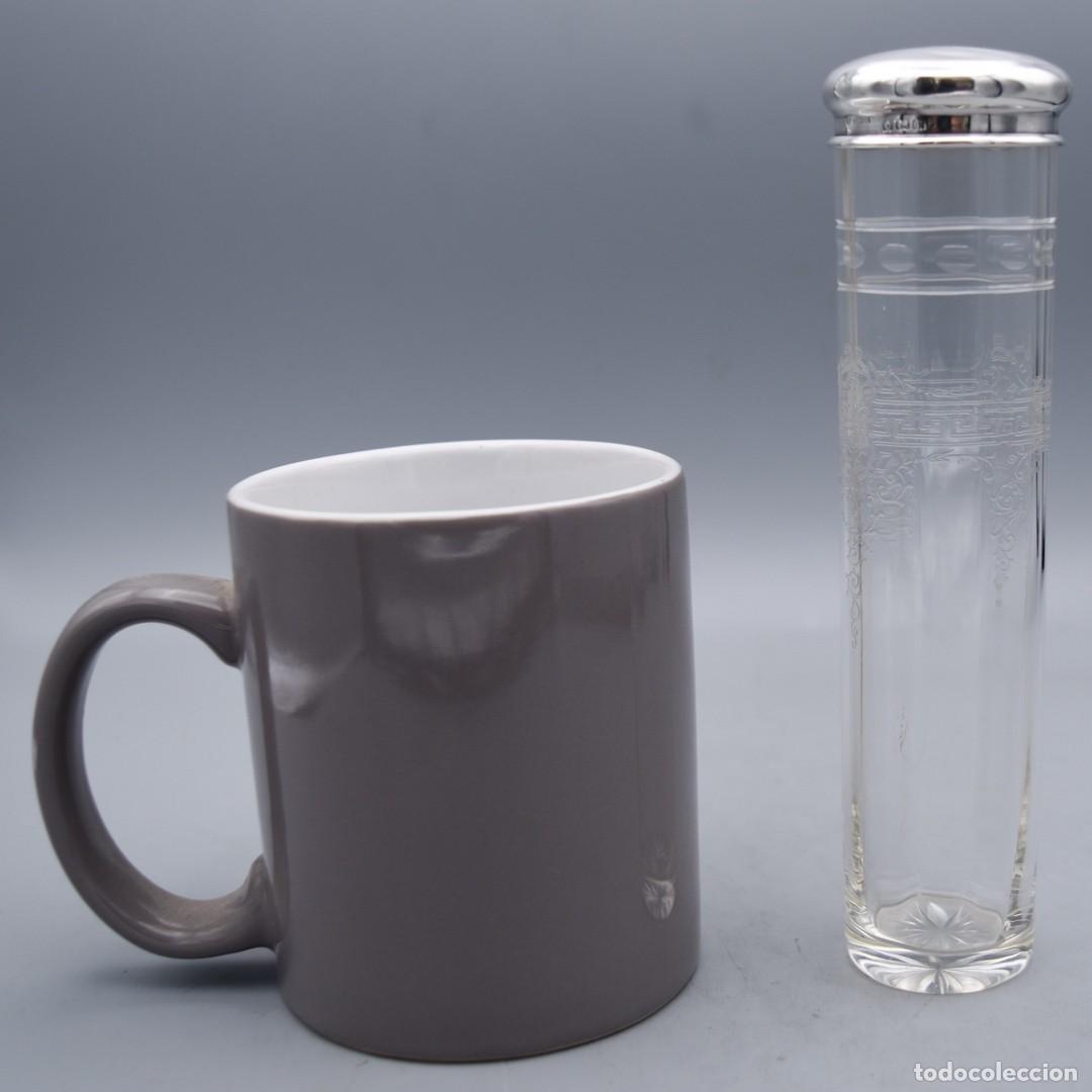 Antig&uuml;edades: Recipiente de plata inglesa y cristal - Foto 4