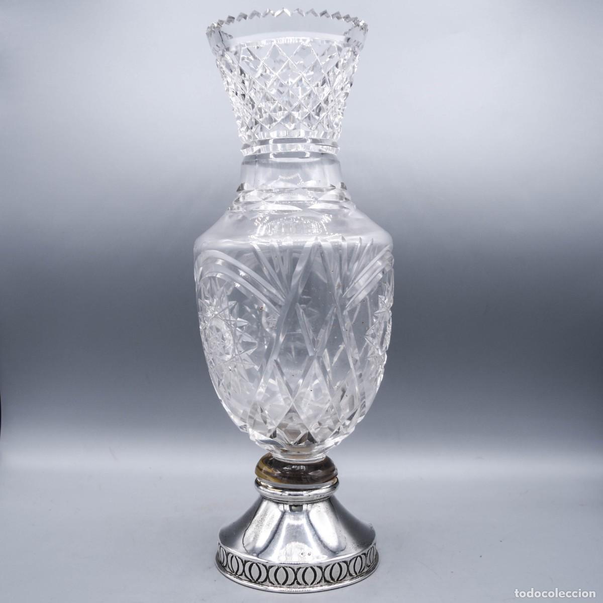 Antig&uuml;edades: Jarr&oacute;n / florero de cristal tallado con base de plata - Foto 7
