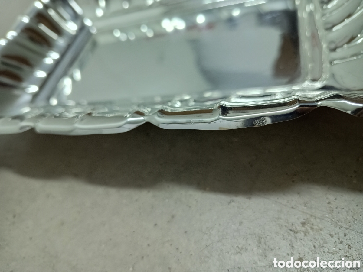 Antig&uuml;edades: 2 BANDEJAS CON BA&Ntilde;O DE PLATA NUEVAS - Foto 3