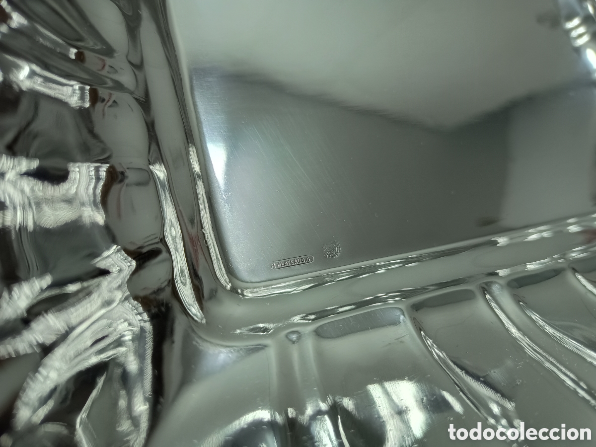 Antig&uuml;edades: 2 BANDEJAS CON BA&Ntilde;O DE PLATA NUEVAS - Foto 4