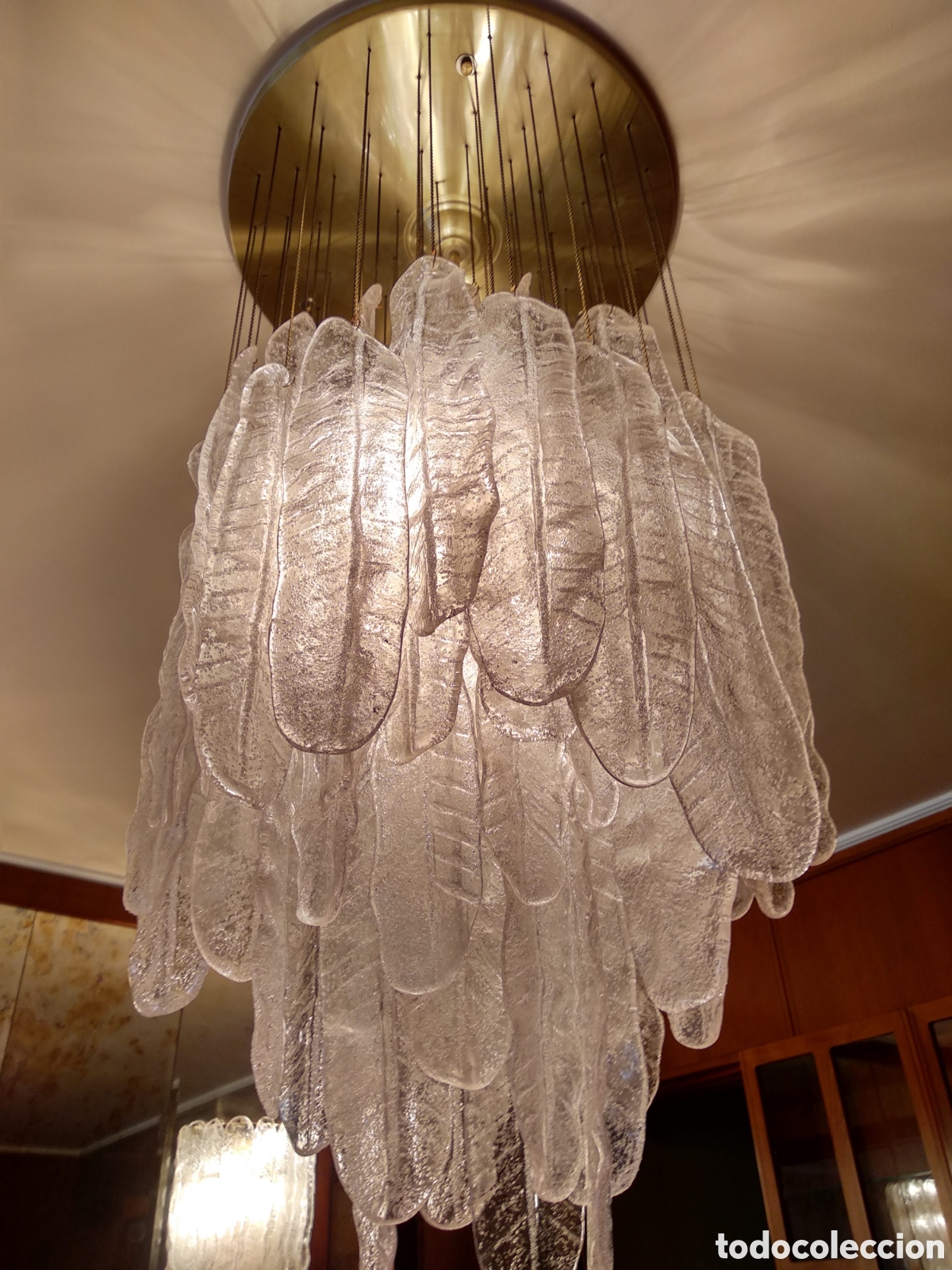 Antig&uuml;edades: Lampara con hojas en cascada de cristal de Murano - Foto 1