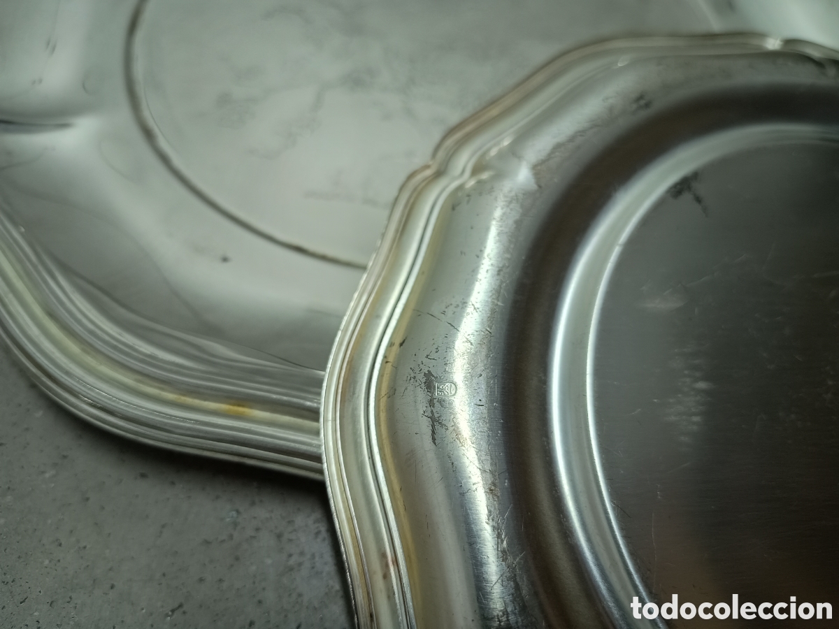 Antig&uuml;edades: 2 BANDEJAS BA&Ntilde;ADAS EN PLATA - Foto 4