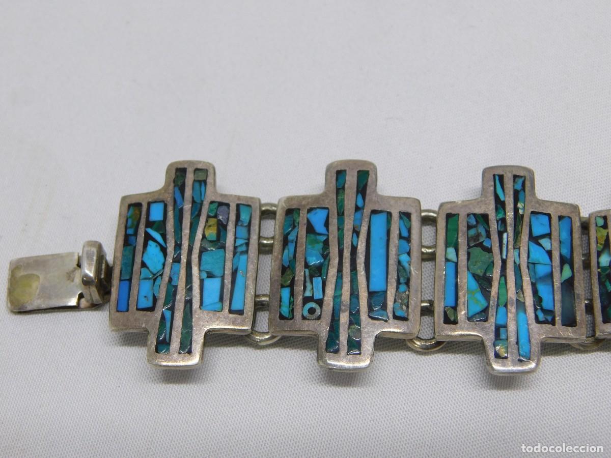 Antig&uuml;edades: ANTIGUA PULSERA DE PLATA Y ESMALTE - Foto 4