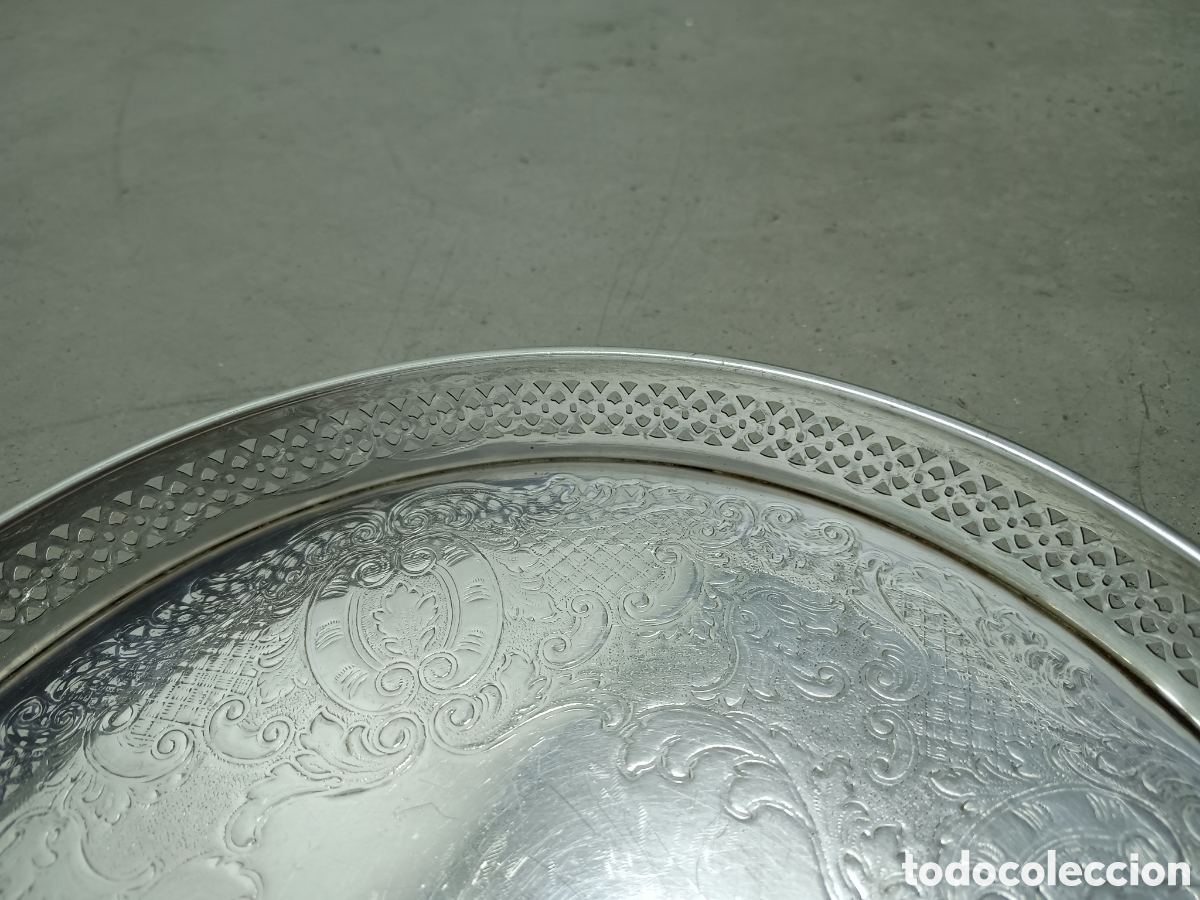 Antig&uuml;edades: BANDEJA GRABADA BA&Ntilde;ADA EN PLATA - Foto 3