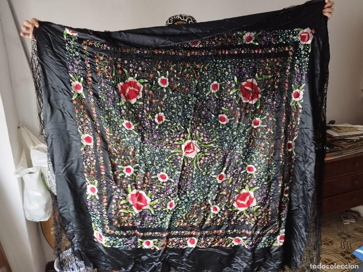 Antig&uuml;edades: MANTON DE MANILA SEDA BORDADO - Foto 1