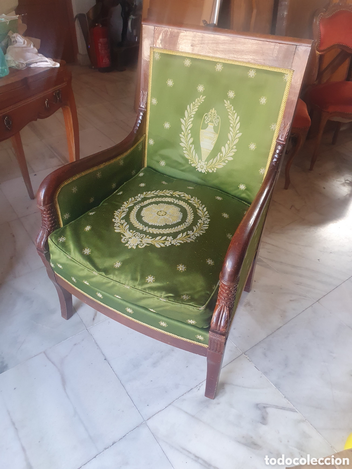 Antig&uuml;edades: Sillon de imperio en caoba del final del 1800 - Foto 2