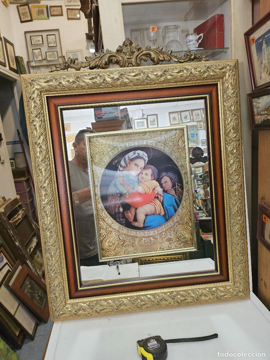 Antig&uuml;edades: cuadro con marco antiguo dorado y espejo - Foto 1