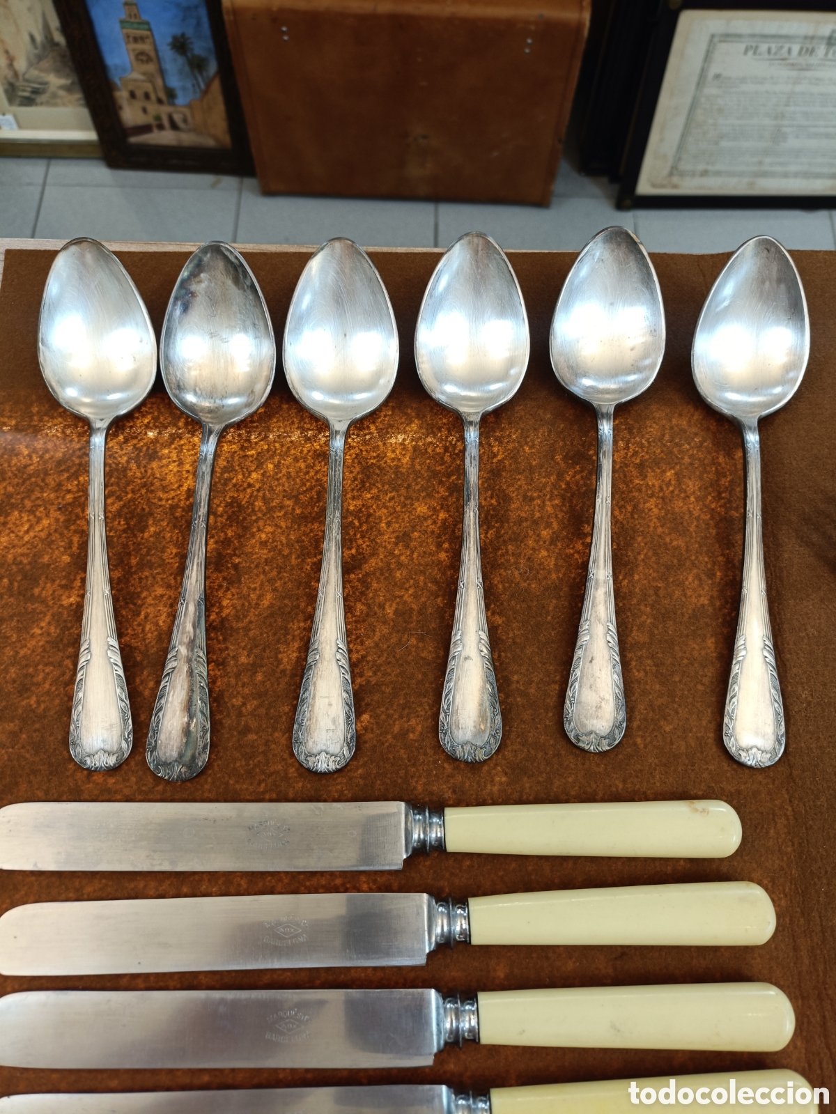 Antig&uuml;edades: CONJUNTO CUBIERTOS 6 SERVICIOS BA&Ntilde;O PLATA. - Foto 4