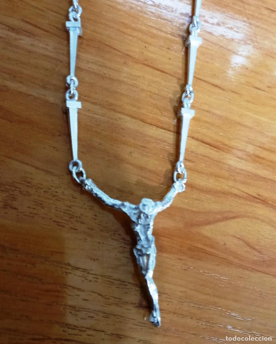 Antig&uuml;edades: cristo dali con cadena de clavos en plata de ley - 50cms - Foto 7