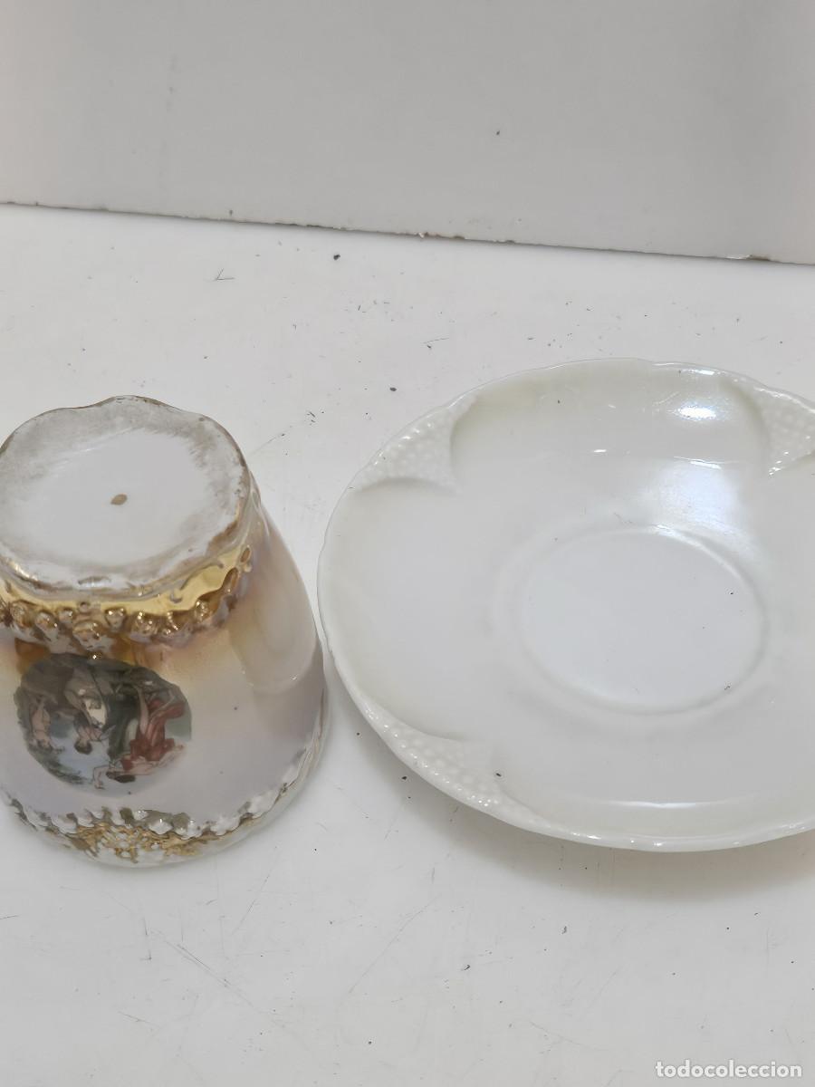 Antig&uuml;edades: taza y plato de porcelana - Foto 2