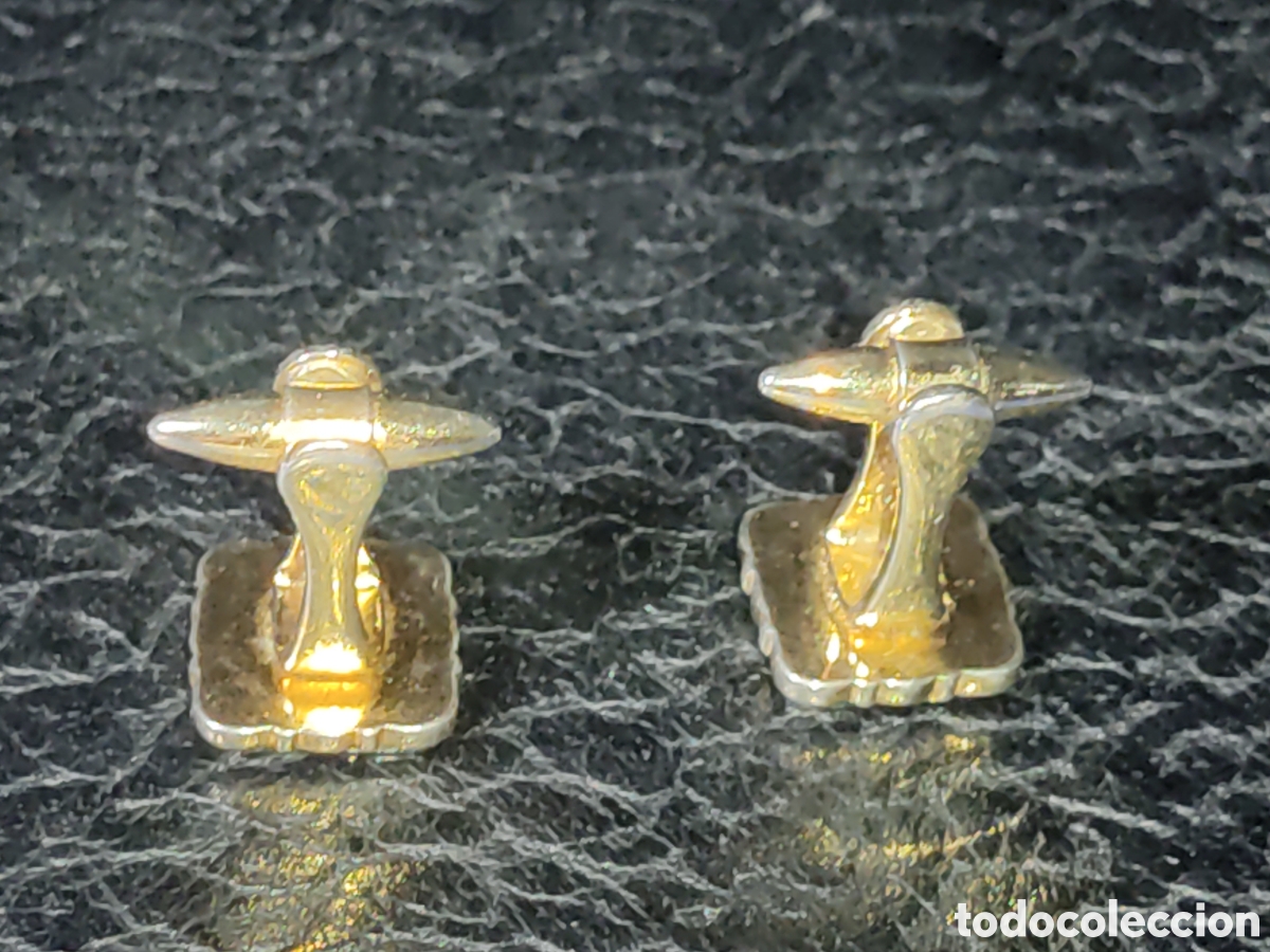 Antig&uuml;edades: Gemelos Art Deco de jade natural. - Foto 4